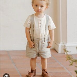 Noralee sage suspenders shorts